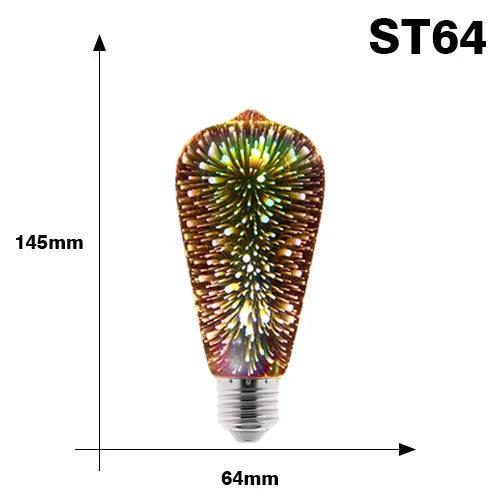 Vintage 3D Fireworks LED Bulb – Colorful Decorative Lighting