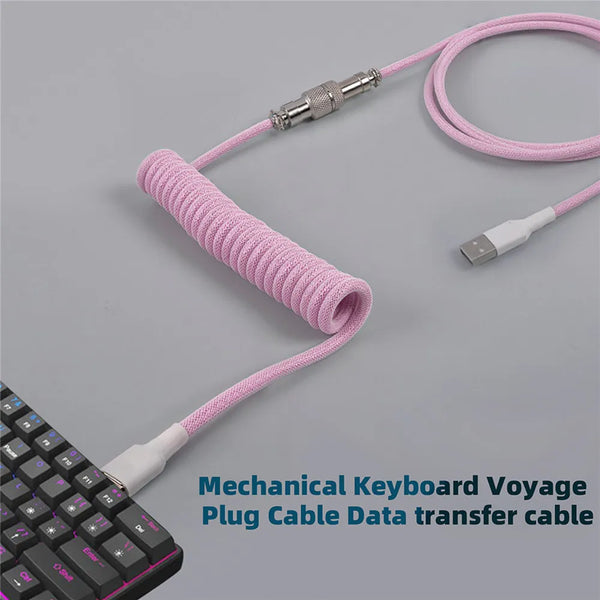 Mechanical Keyboard Coiled Cable Wire Type C USB Port Aviator Coiling Cable Desktop Computer Gaming Keyboard Accessories