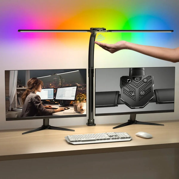 Double Swing Arm LED Desk Lamp with Clamp