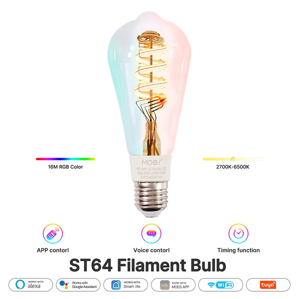 Tuya WiFi Color Changing Smart Edison Bulb