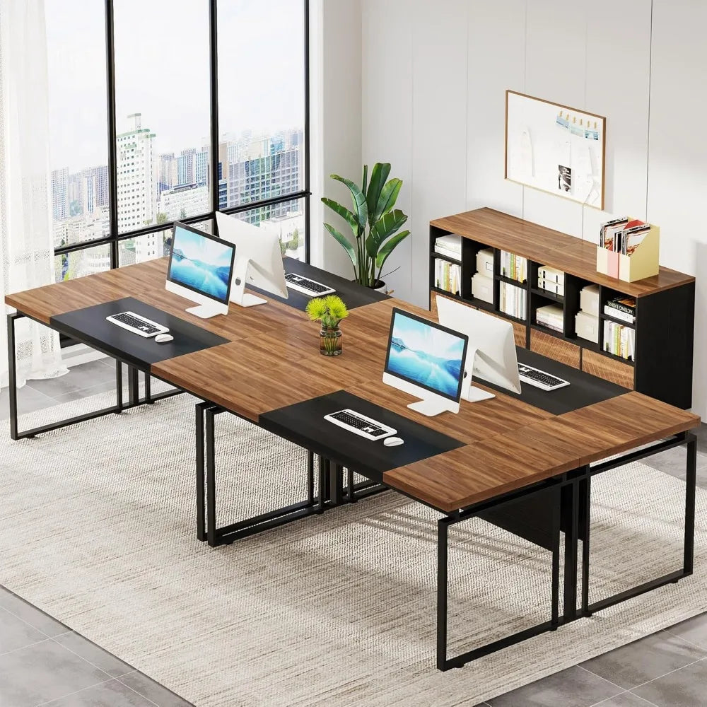 L-Shaped Executive Office Desk with Reversible File Cabinet