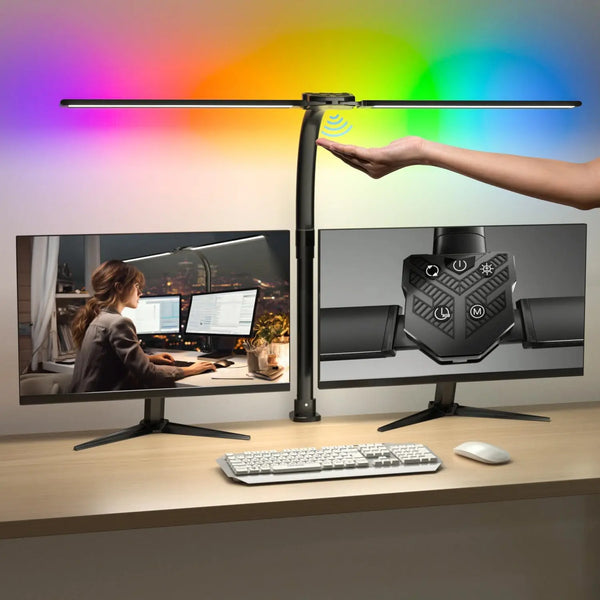 Double Swing Arm LED Desk Lamp with Clamp
