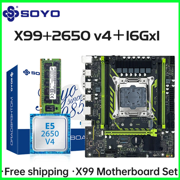 SOYO X99 Motherboard Set – Intel Xeon E5 2650 V4 + 16GB DDR4 RAM
