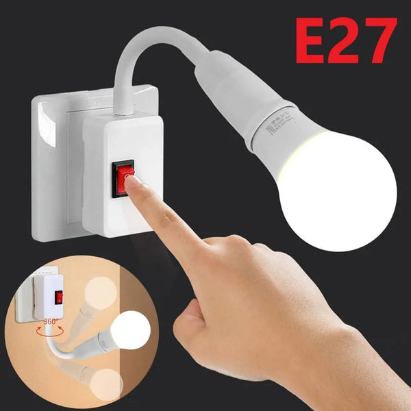 E27 Plug-in Rotary Lamp Holder – Socket Converter with Switch