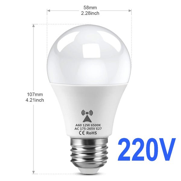 Microwave Radar Detection LED Light Bulb 12W E27