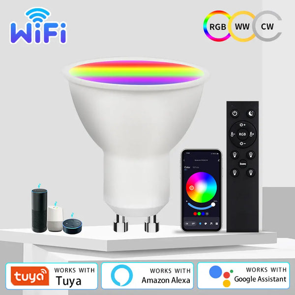 GU10 WiFi Smart LED Bulb – Tuya RGB Spotlight with Remote & Voice Control