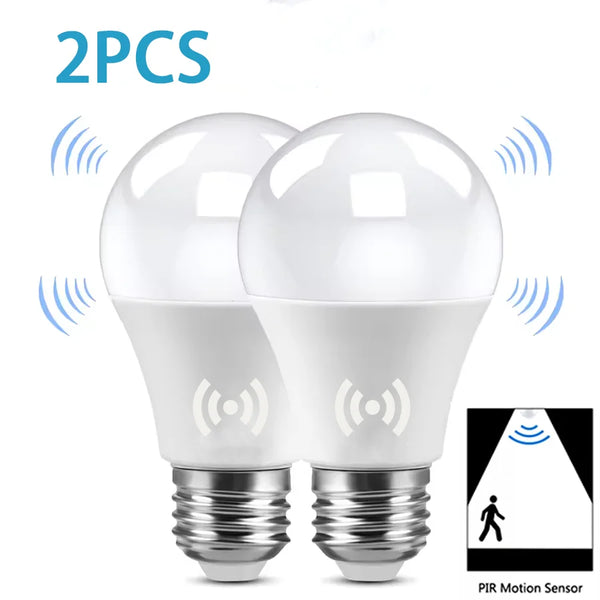 2PCS 12W LED Motion Sensor Bulbs – E27 Auto On/Off Night Light