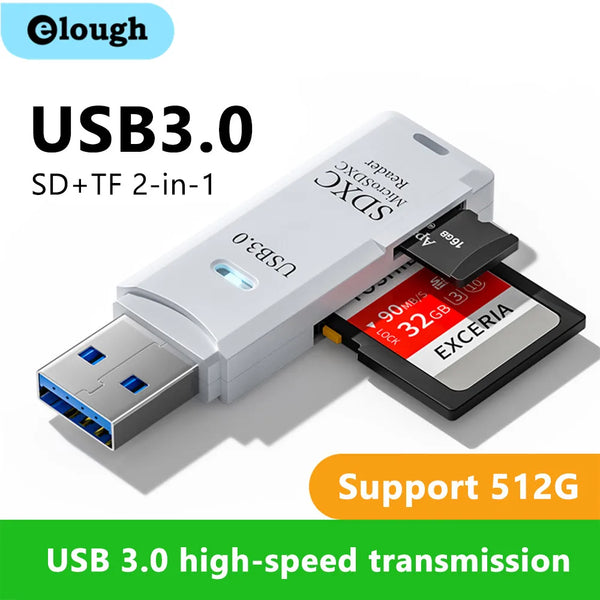 2-in-1 USB 3.0 Card Reader – High-Speed Micro SD & TF Adapter