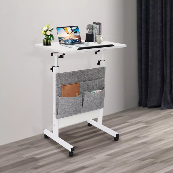 Rolling Adjustable Height Laptop Desk with Storage